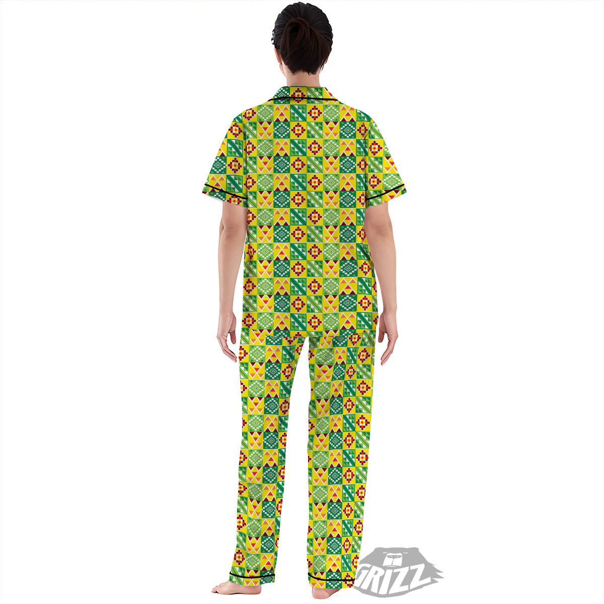 Kente Asante Print Pattern Women's Pajamas Set-grizzshop