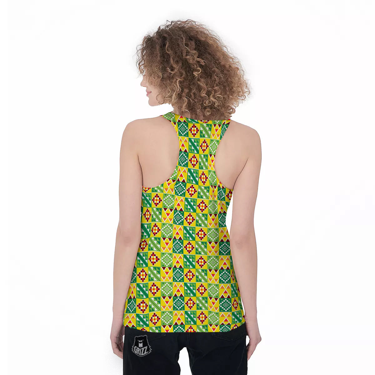 Kente Asante Print Pattern Women's Racerback Tank Top-grizzshop