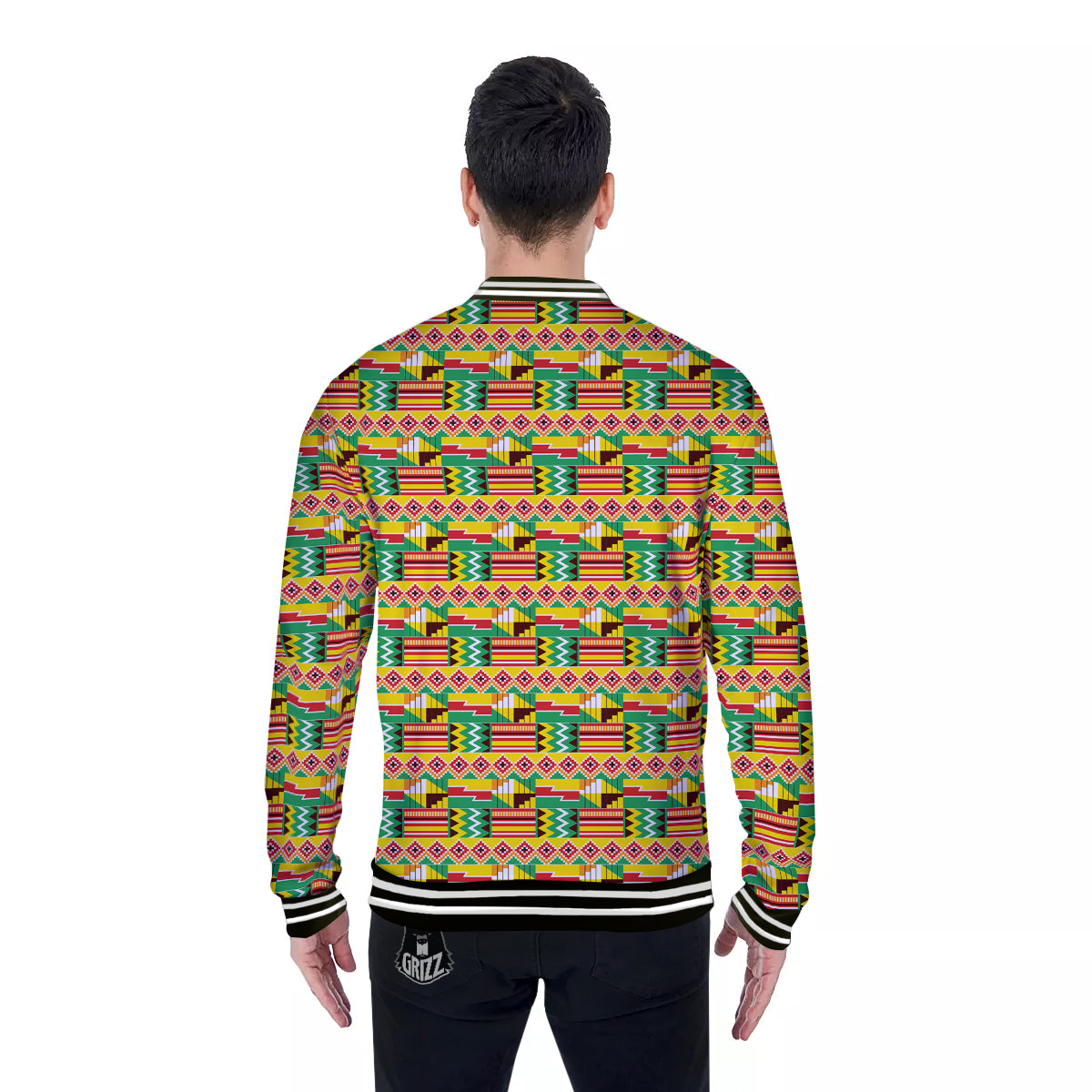 Kente Ashanti Print Pattern Baseball Jacket-grizzshop