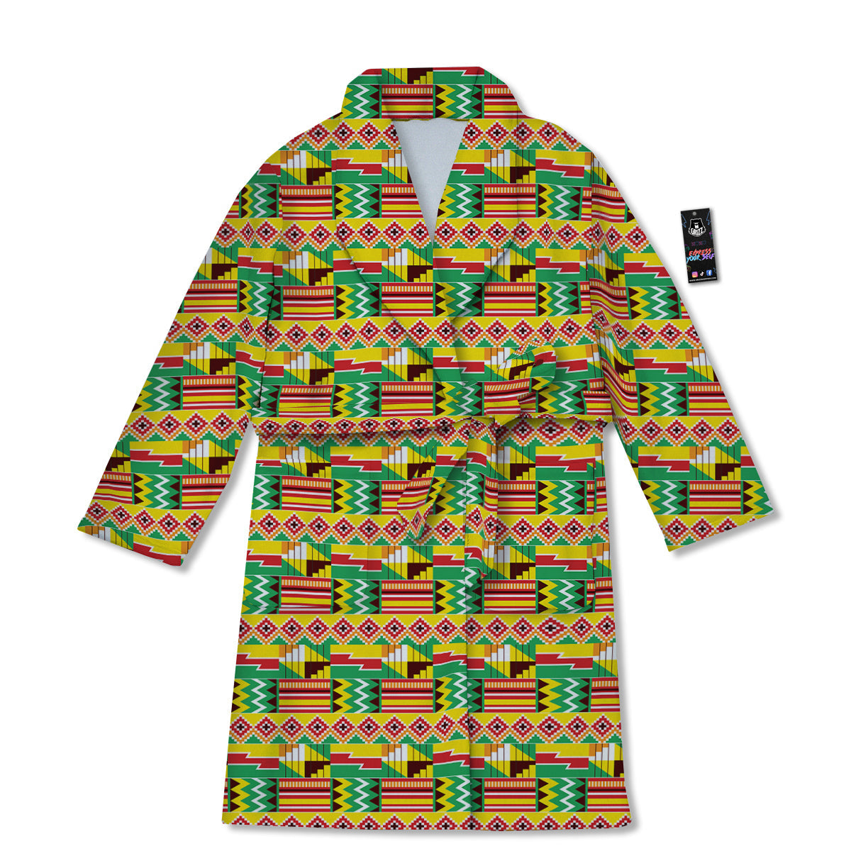 Kente Ashanti Print Pattern Bathrobe-grizzshop