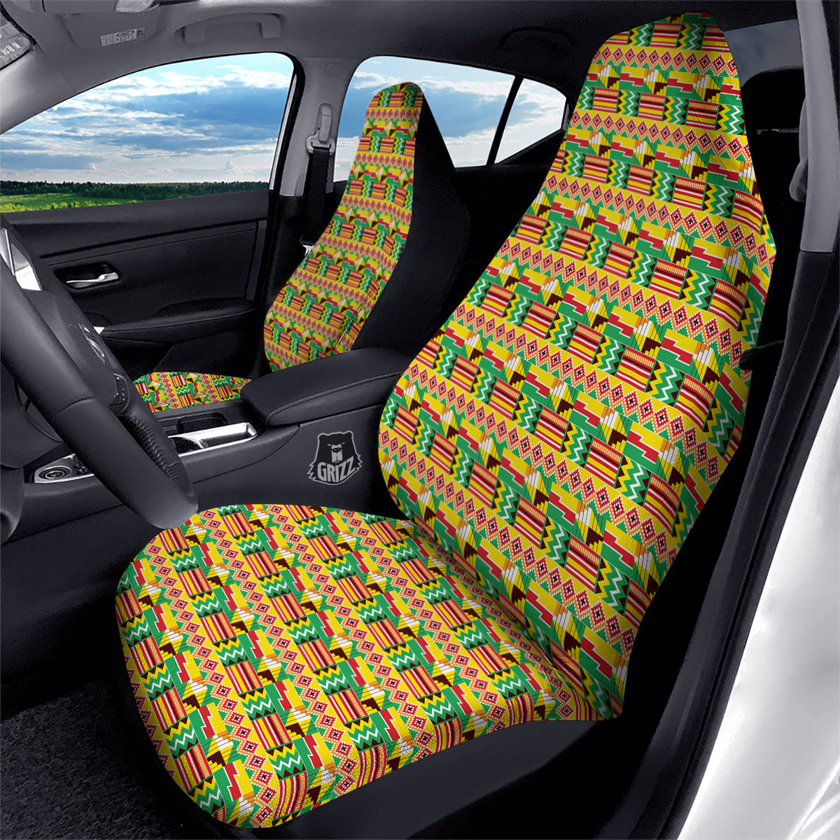 Kente Ashanti Print Pattern Car Seat Covers-grizzshop