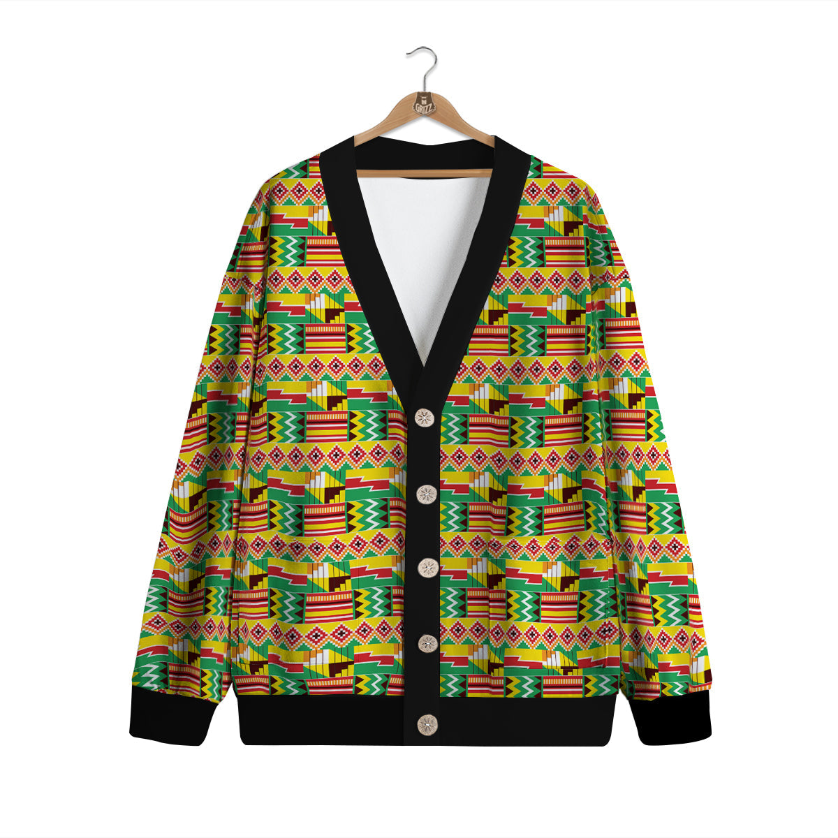 Kente Ashanti Print Pattern Cardigan-grizzshop