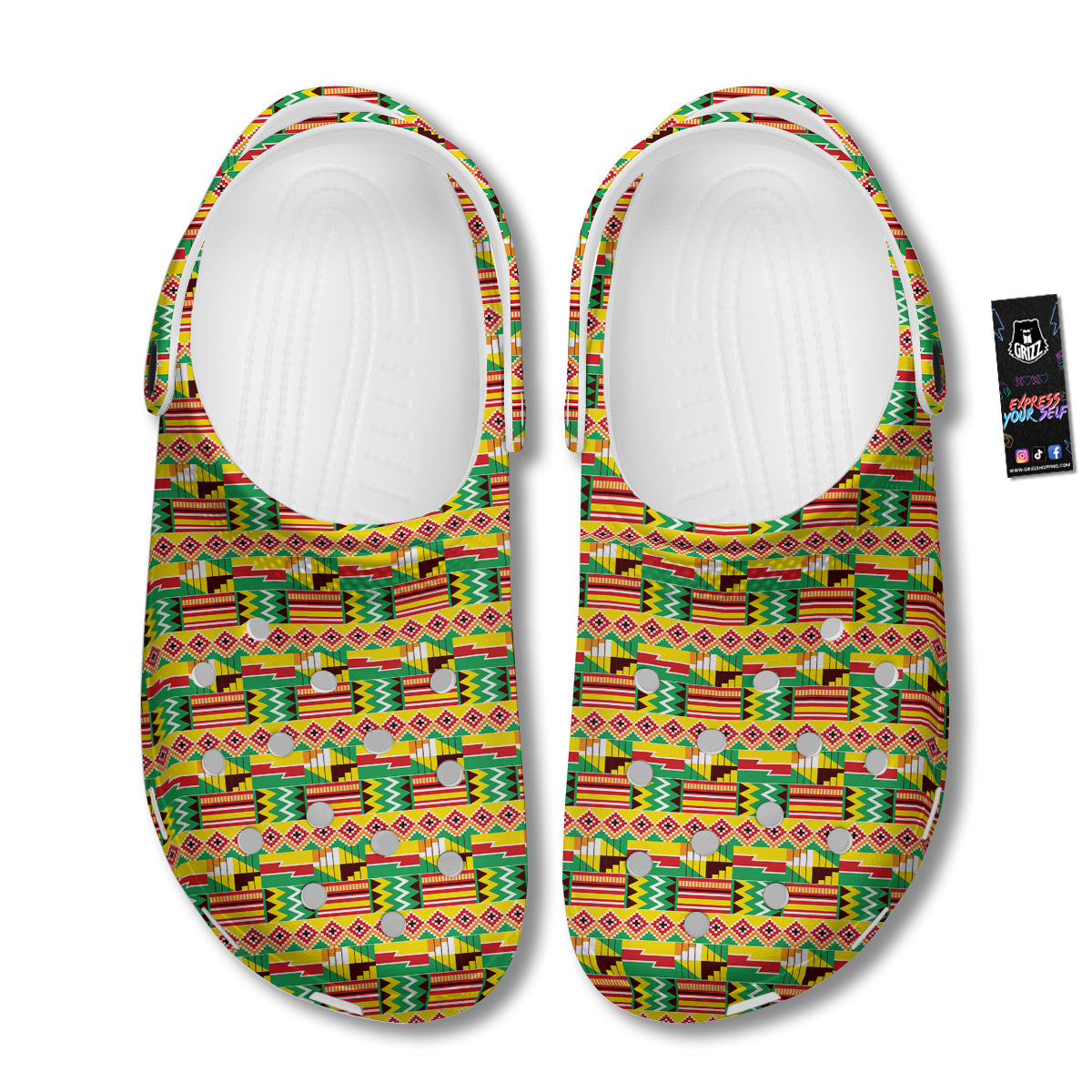 Kente Ashanti Print Pattern Clog-grizzshop