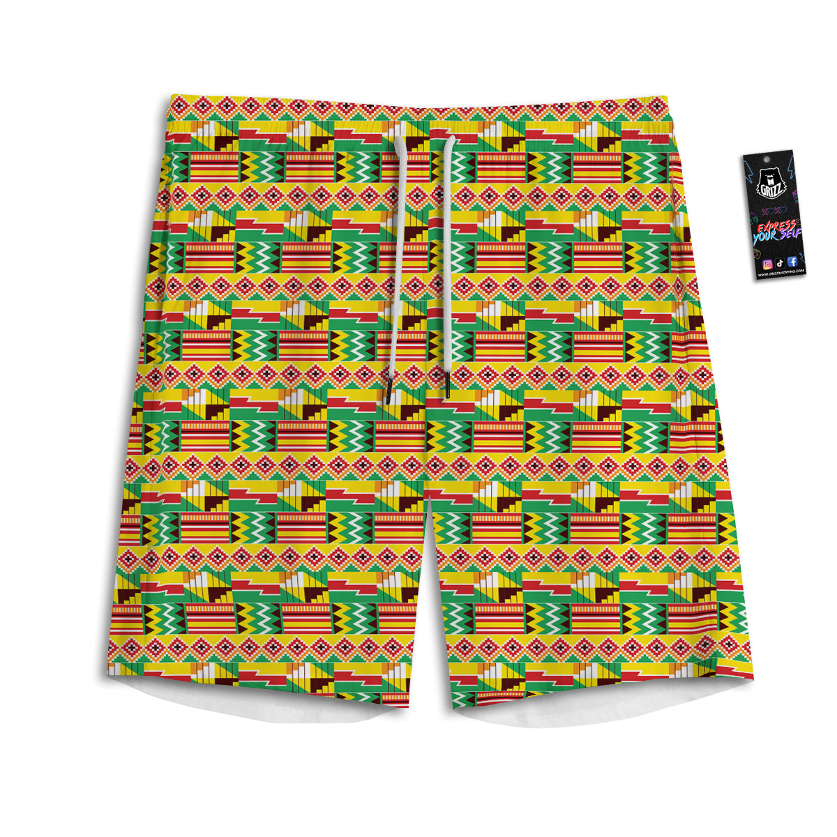Kente Ashanti Print Pattern Men's Athletic Shorts