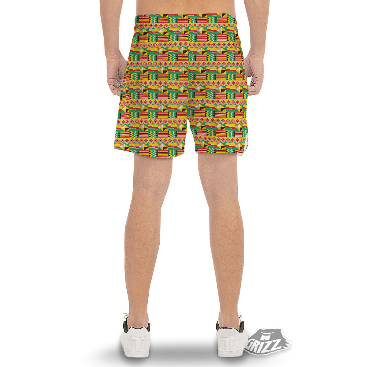 Kente Ashanti Print Pattern Men's Gym Shorts-grizzshop