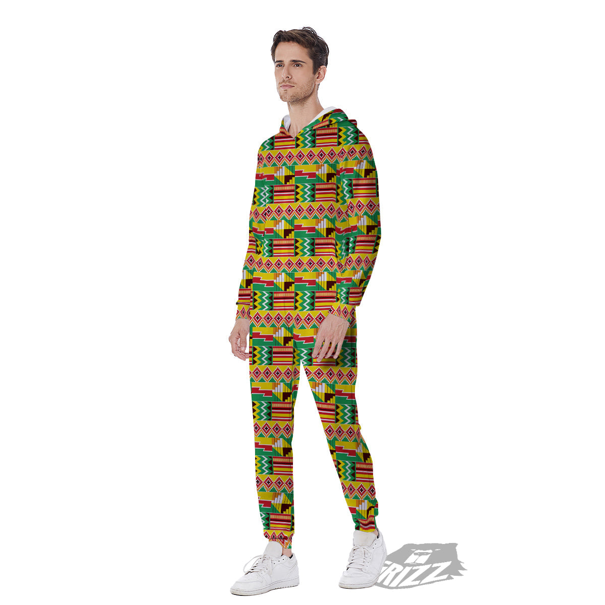 Kente Ashanti Print Pattern Men's Jumpsuit-grizzshop