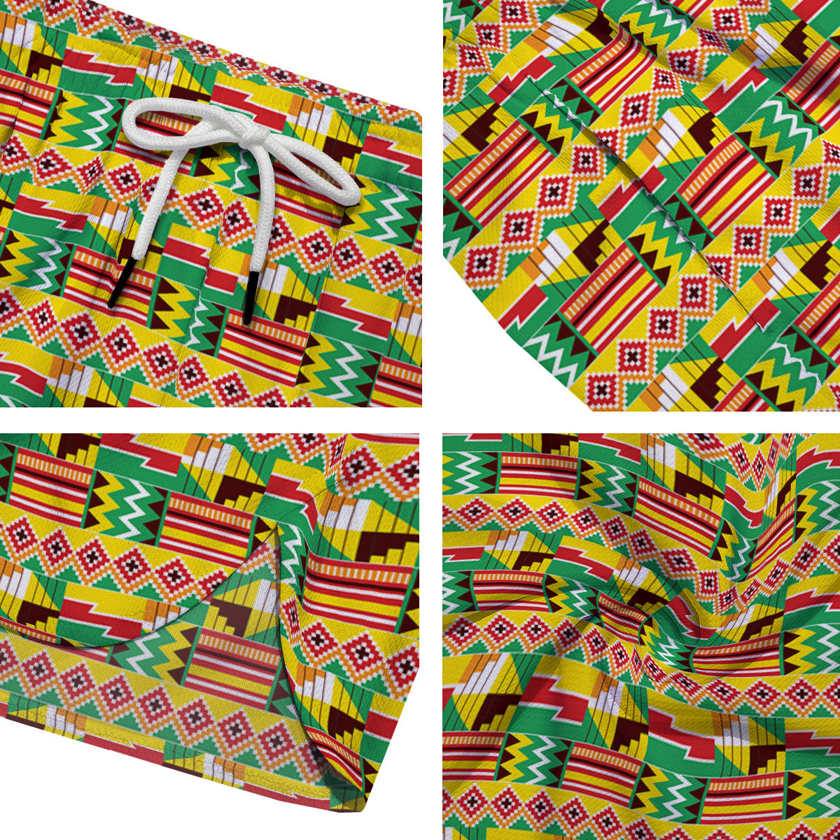 Kente Ashanti Print Pattern Men's Running Shorts-grizzshop