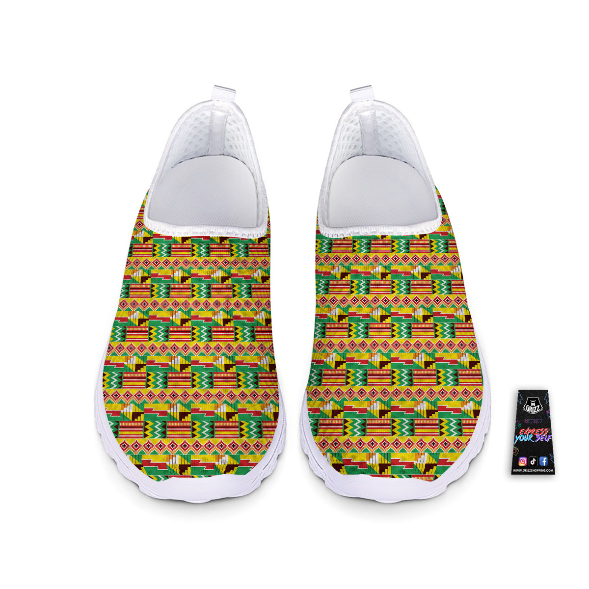 Kente Ashanti Print Pattern Nurse Shoes-grizzshop