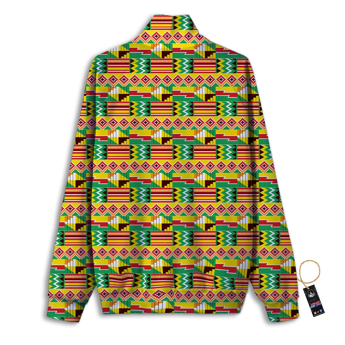 Kente Ashanti Print Pattern Track Jacket-grizzshop