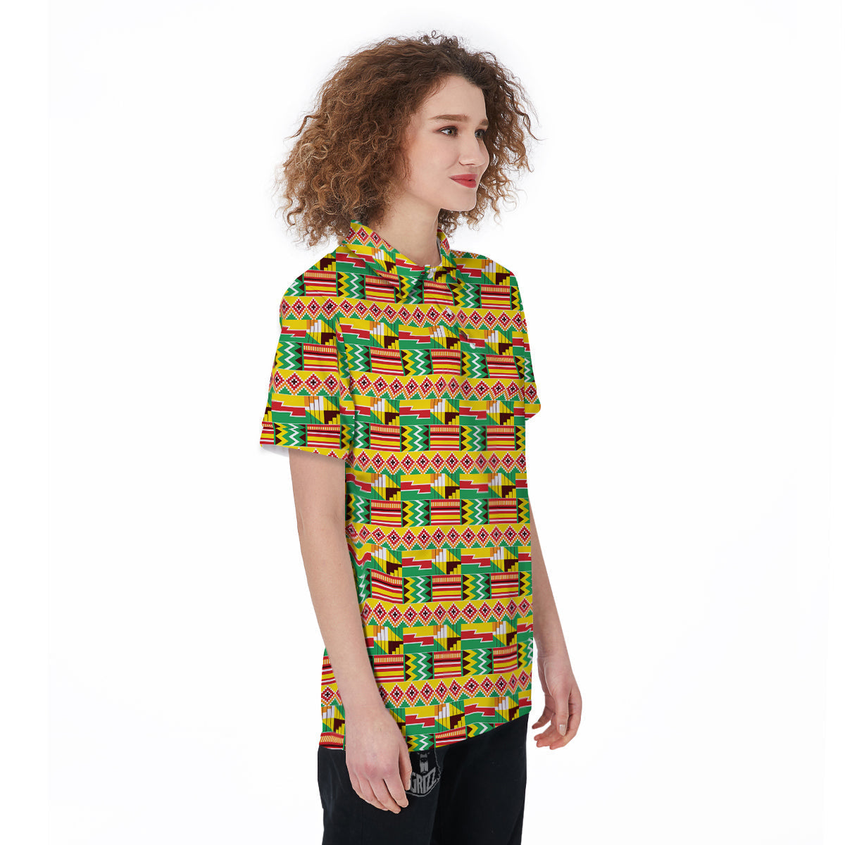 Kente Ashanti Print Pattern Women's Golf Shirts-grizzshop