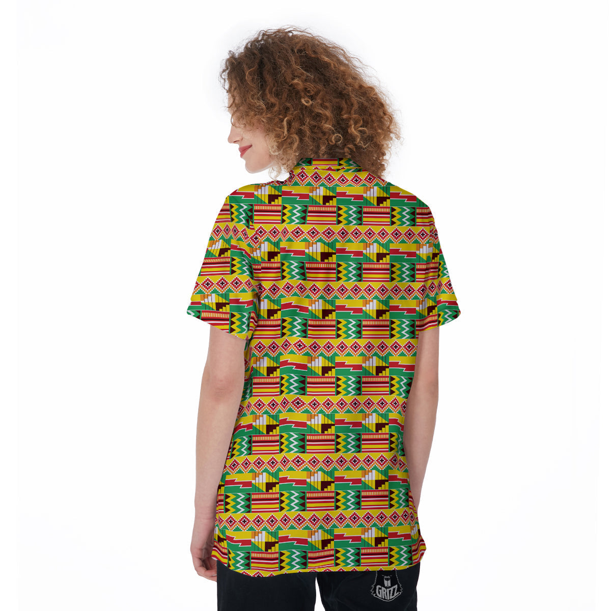Kente Ashanti Print Pattern Women's Golf Shirts-grizzshop