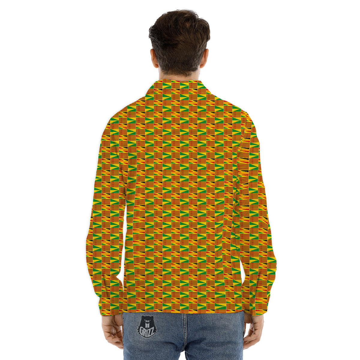 Kente Bonwire Print Pattern Men's Dress Shirts-grizzshop