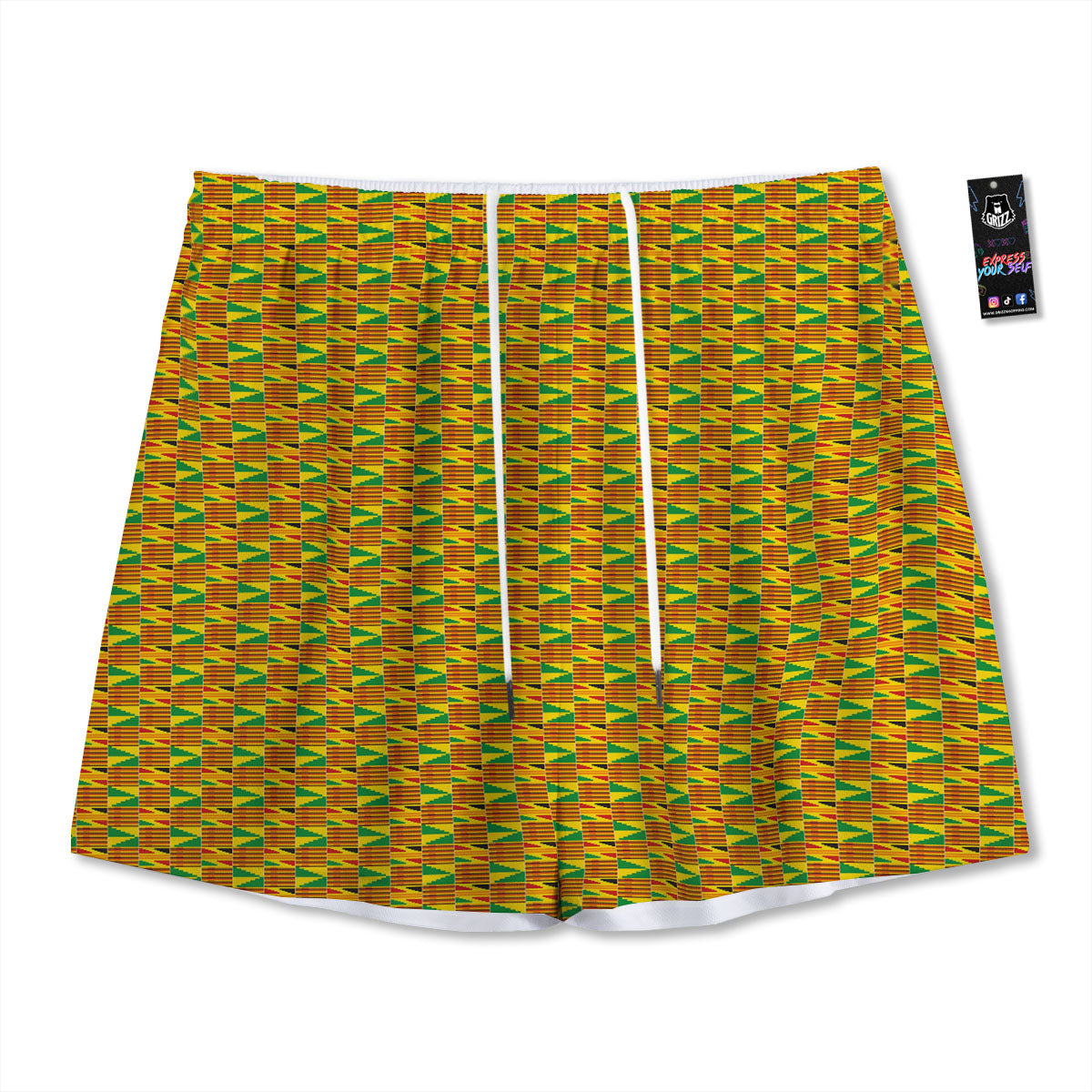 Houndstooth Deep Blue Print Pattern Mesh Shorts