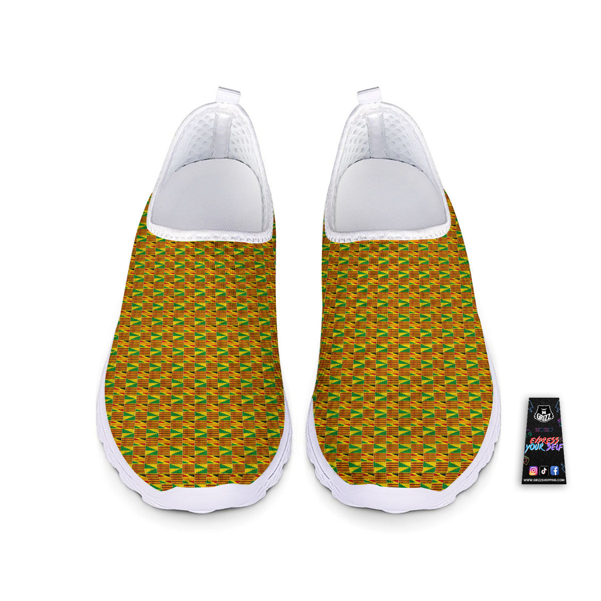 Kente Bonwire Print Pattern Nurse Shoes-grizzshop