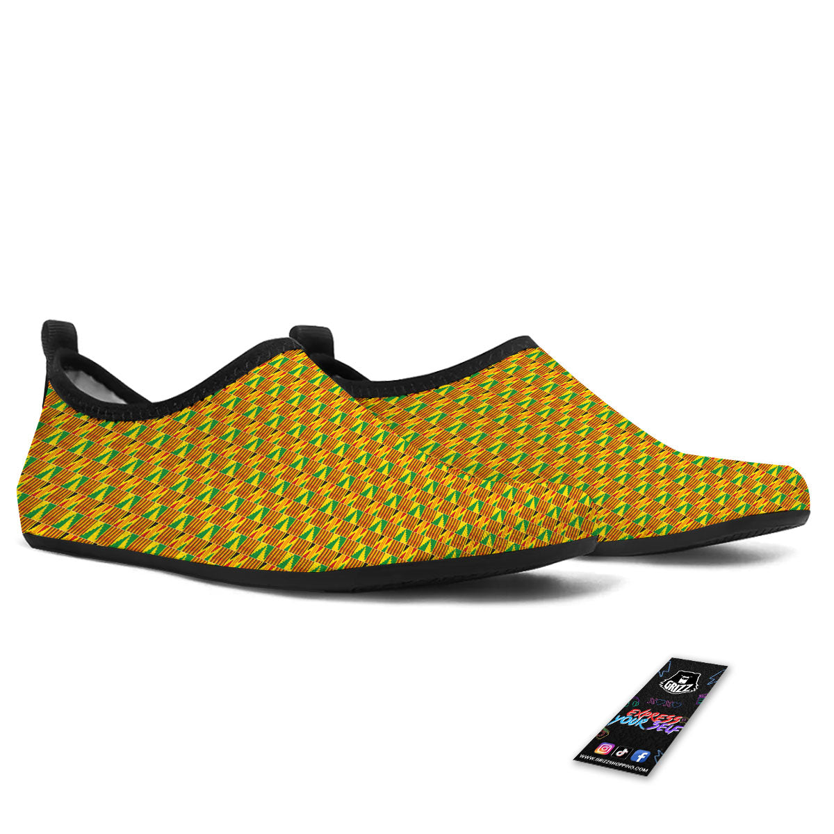 Kente Bonwire Print Pattern Water Shoes-grizzshop