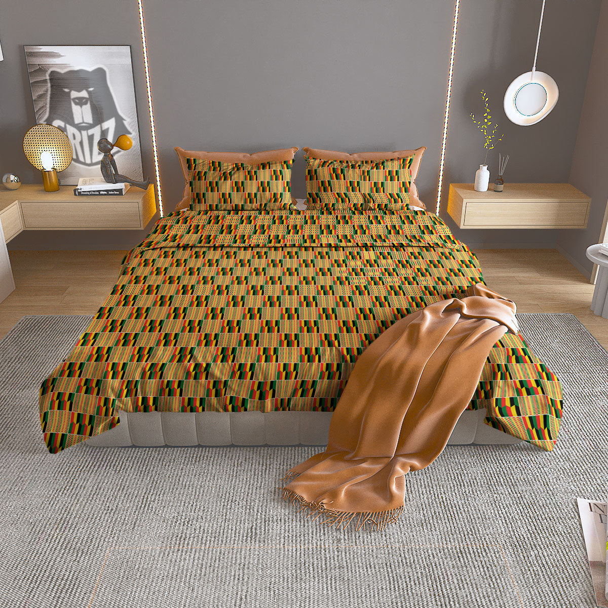 Kente Ethnic Print Pattern Duvet Cover Bedding Set