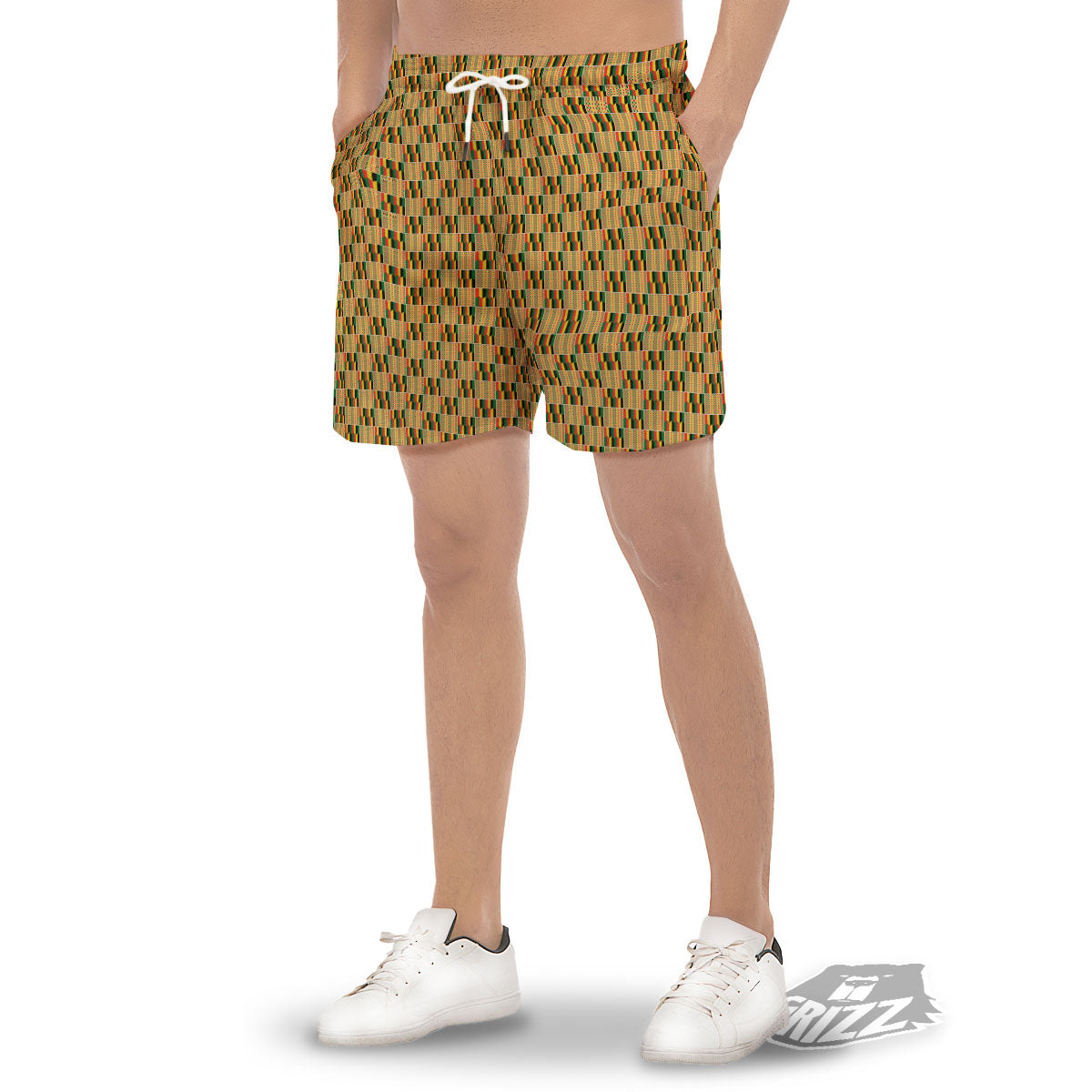 Kente Ethnic Print Pattern Men's Gym Shorts-grizzshop