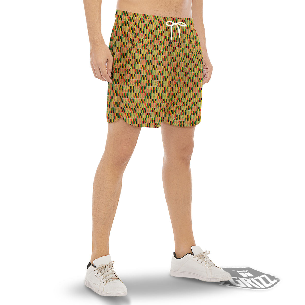 Kente Ethnic Print Pattern Men's Gym Shorts-grizzshop