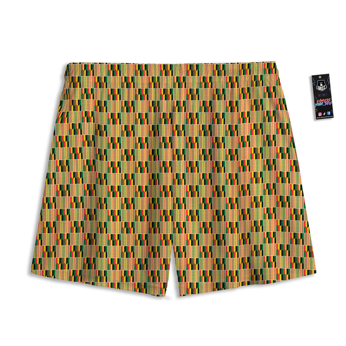 Kente Ethnic Print Pattern Mesh Shorts