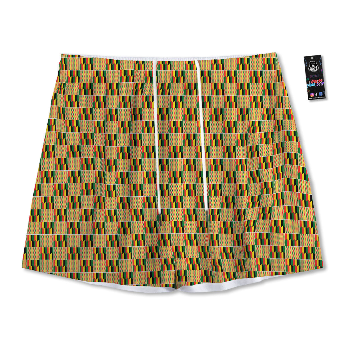 Kente Ethnic Print Pattern Mesh Shorts