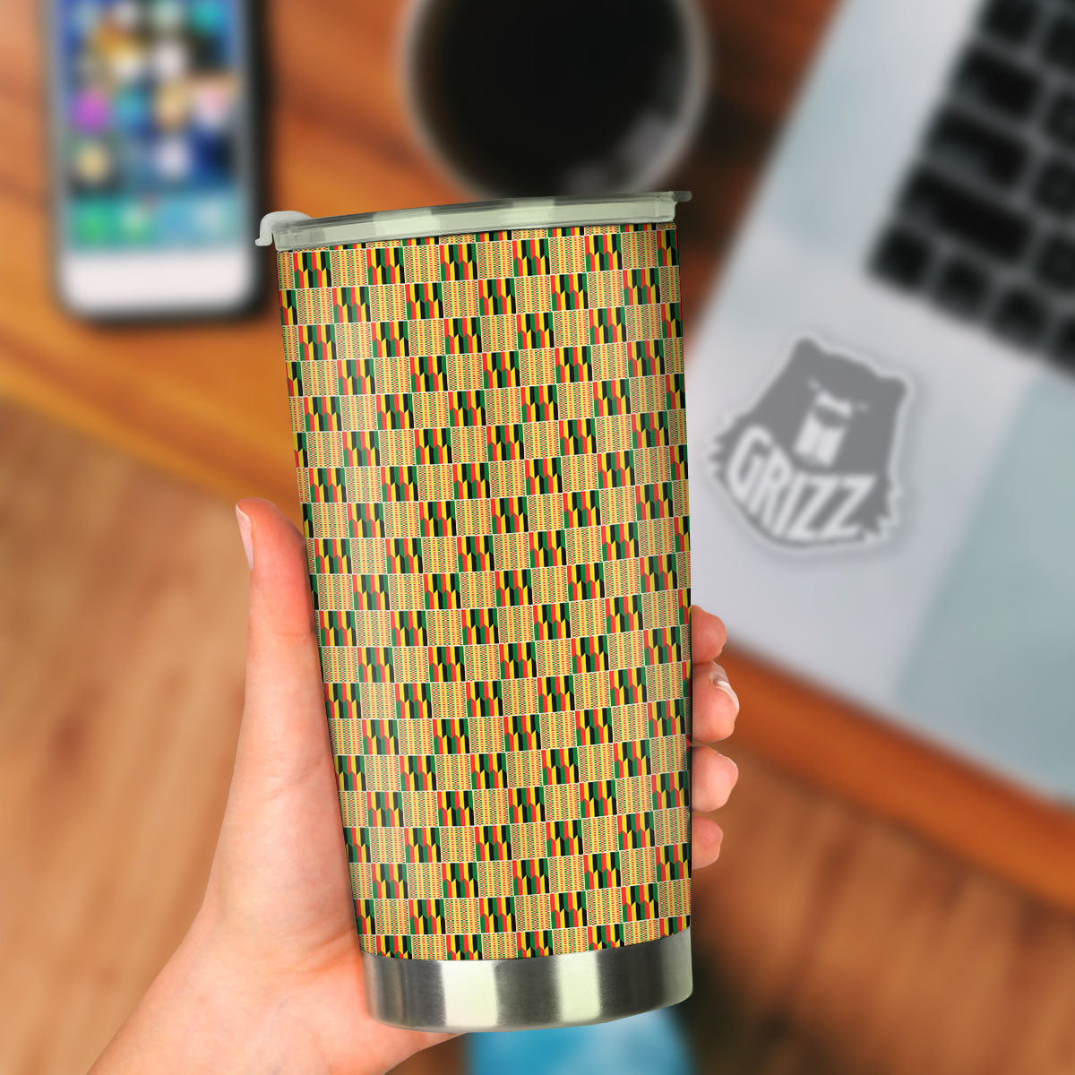 Kente Ethnic Print Pattern Tumbler-grizzshop