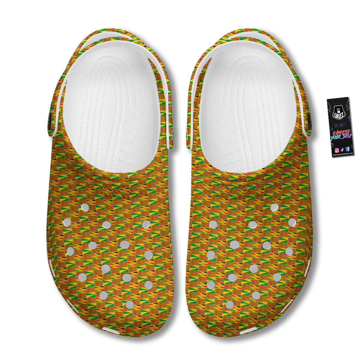 Kente Ghana Print Pattern Clog-grizzshop