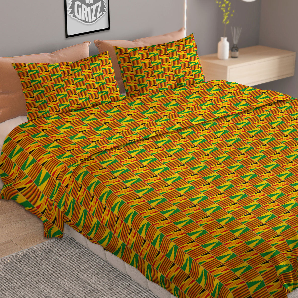 Kente Ghana Print Pattern Duvet Cover Bedding Set