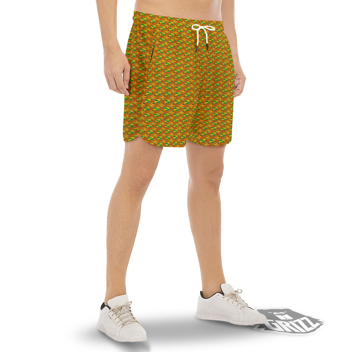 Kente Ghana Print Pattern Men's Gym Shorts-grizzshop