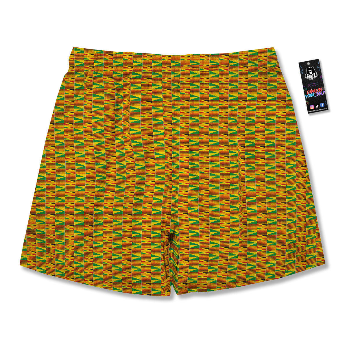 Kente Ghana Print Pattern Men's Running Shorts-grizzshop