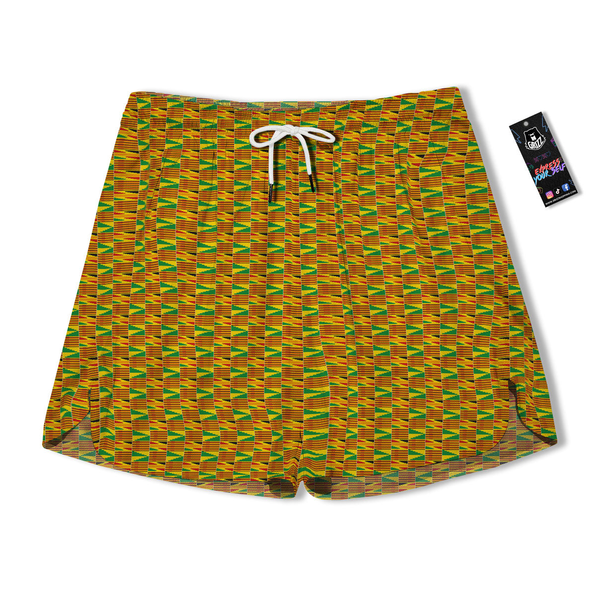 Kente Ghana Print Pattern Men's Running Shorts-grizzshop