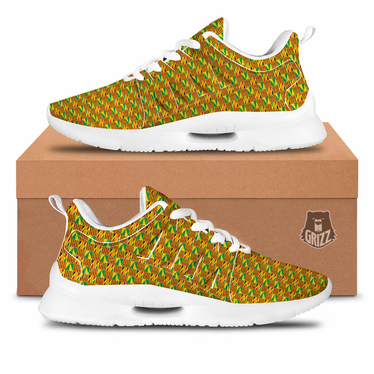 Kente Ghana Print Pattern Tennis Shoes-grizzshop