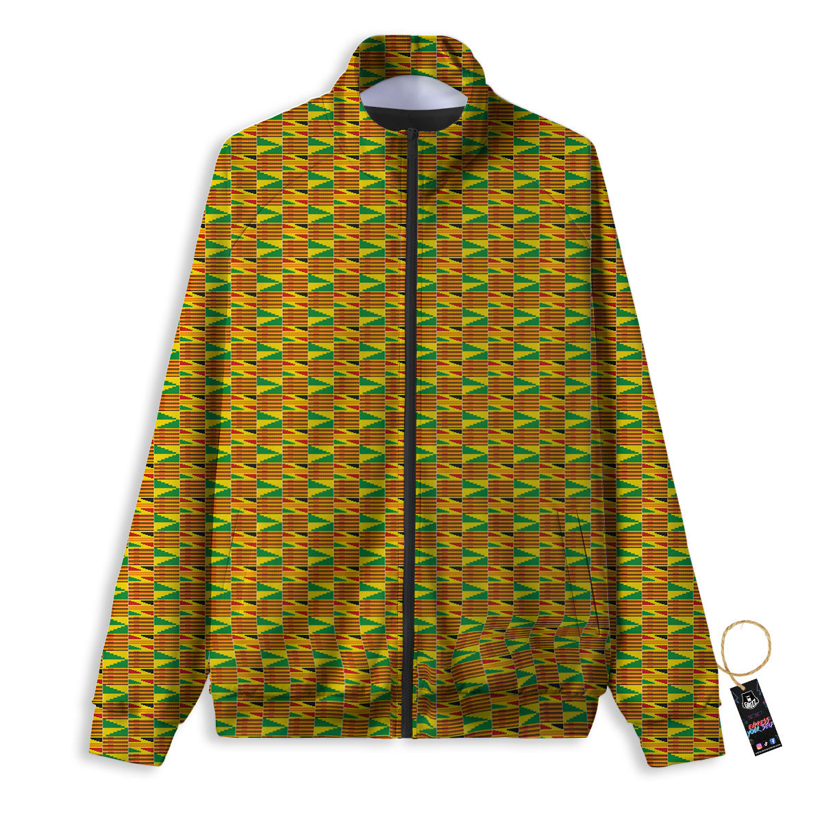 Kente Ghana Print Pattern Track Jacket-grizzshop