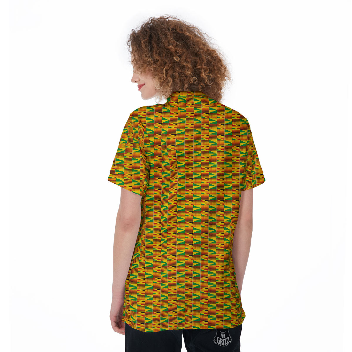 Kente Ghana Print Pattern Women's Golf Shirts-grizzshop