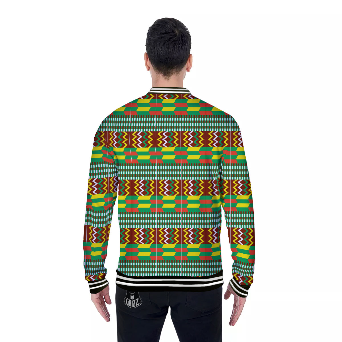 Kente Tribal West African Print Pattern Baseball Jacket-grizzshop