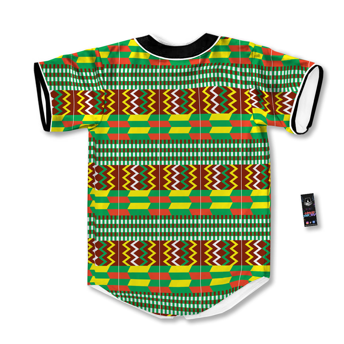 Kente Tribal West African Print Pattern Baseball Jersey-grizzshop