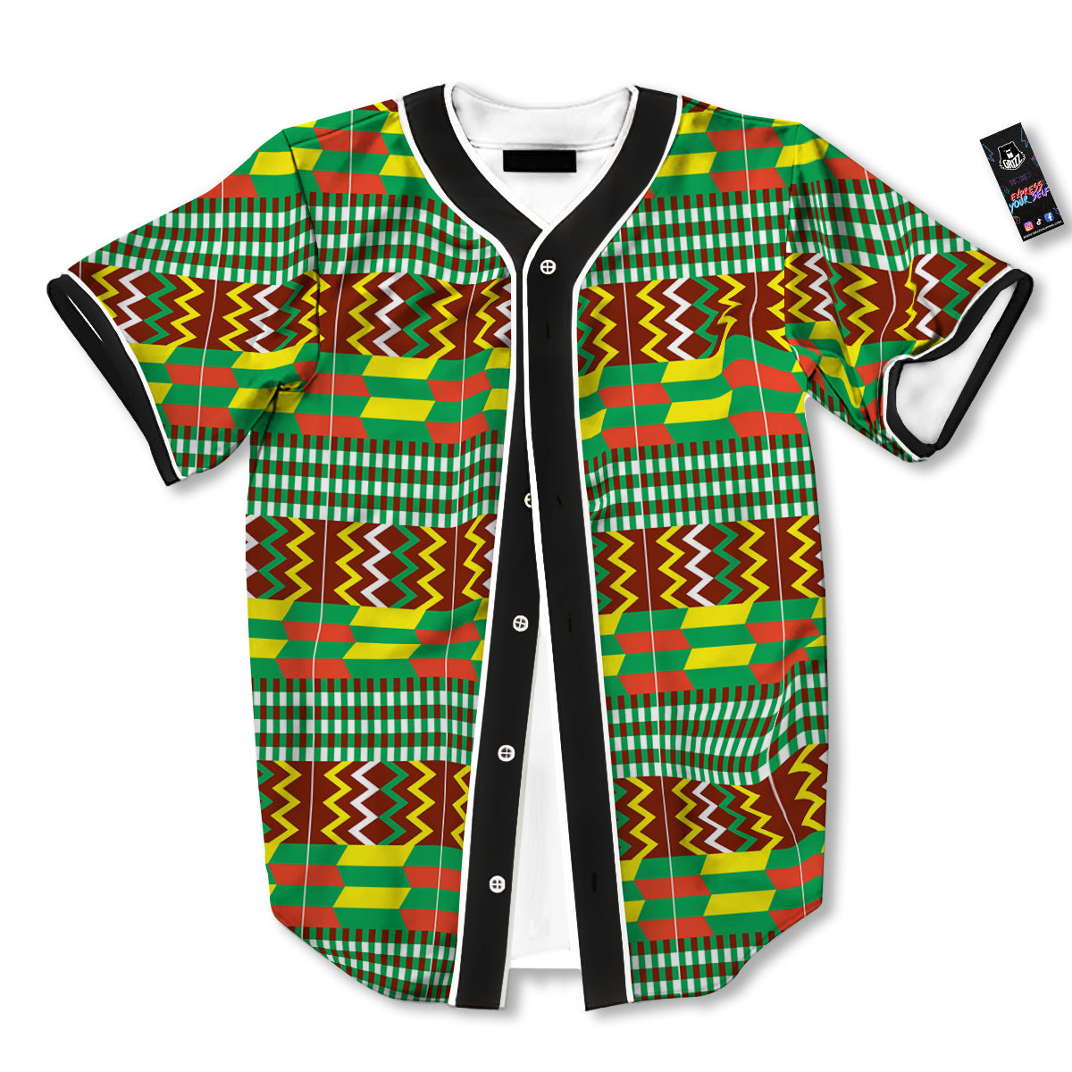 Kente Tribal West African Print Pattern Baseball Jersey-grizzshop