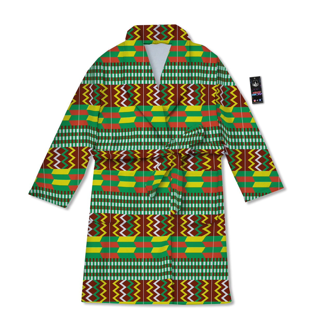 Kente Tribal West African Print Pattern Bathrobe-grizzshop