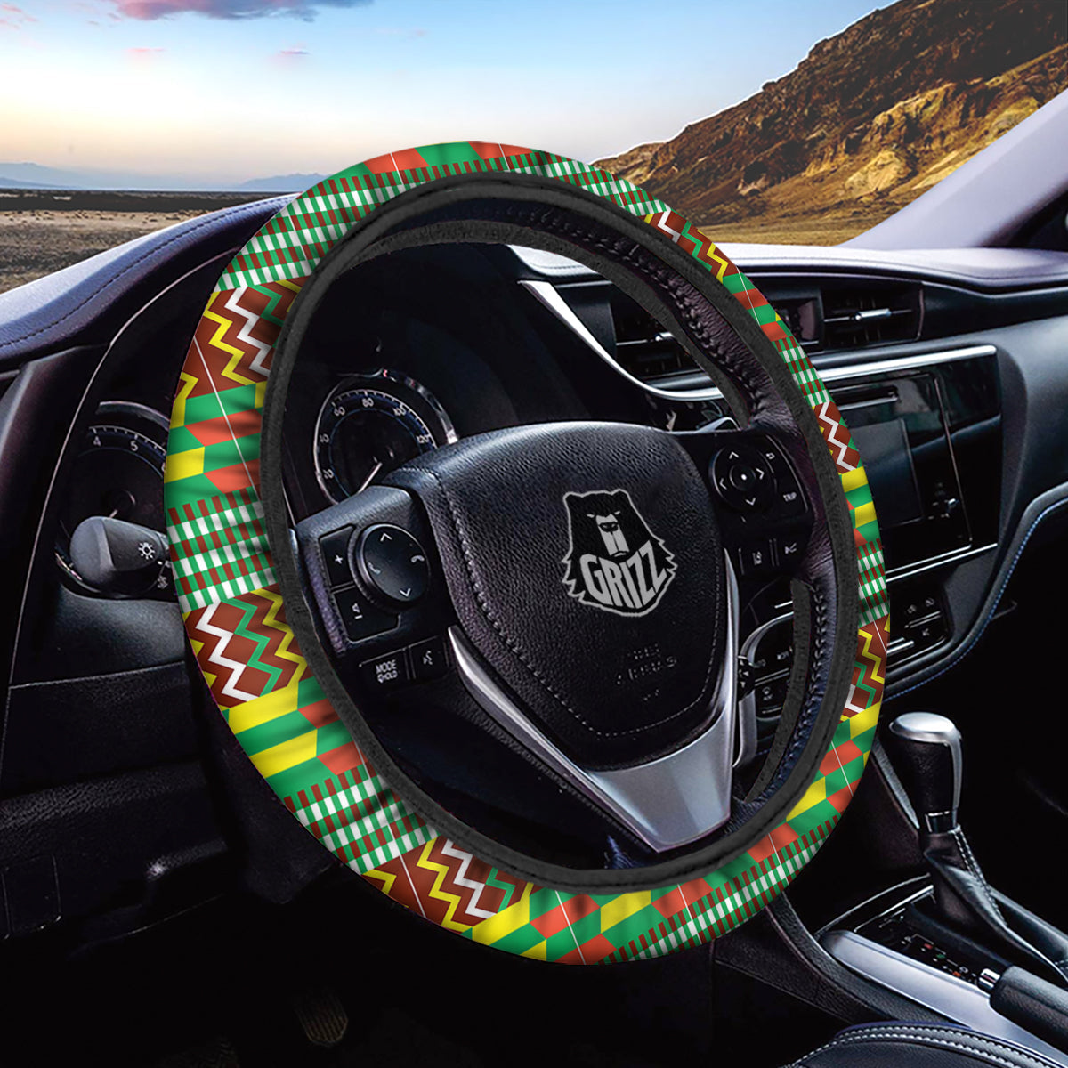 Kente Tribal West African Print Pattern Car Steering Wheel Cover-grizzshop