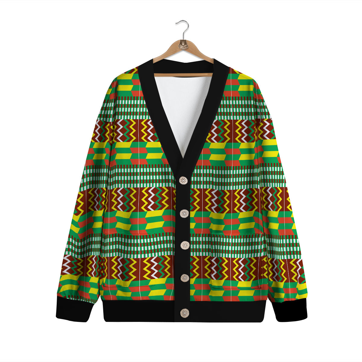 Kente Tribal West African Print Pattern Cardigan-grizzshop