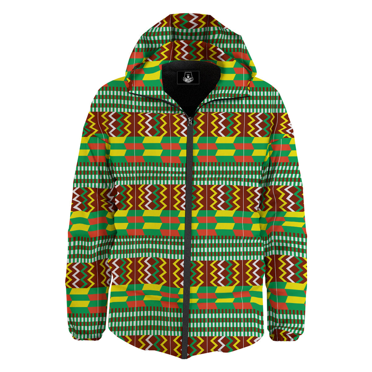 Kente Tribal West African Print Pattern Down Jacket-grizzshop