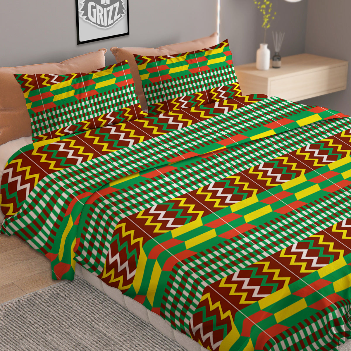 Kente Tribal West African Print Pattern Duvet Cover Bedding Set