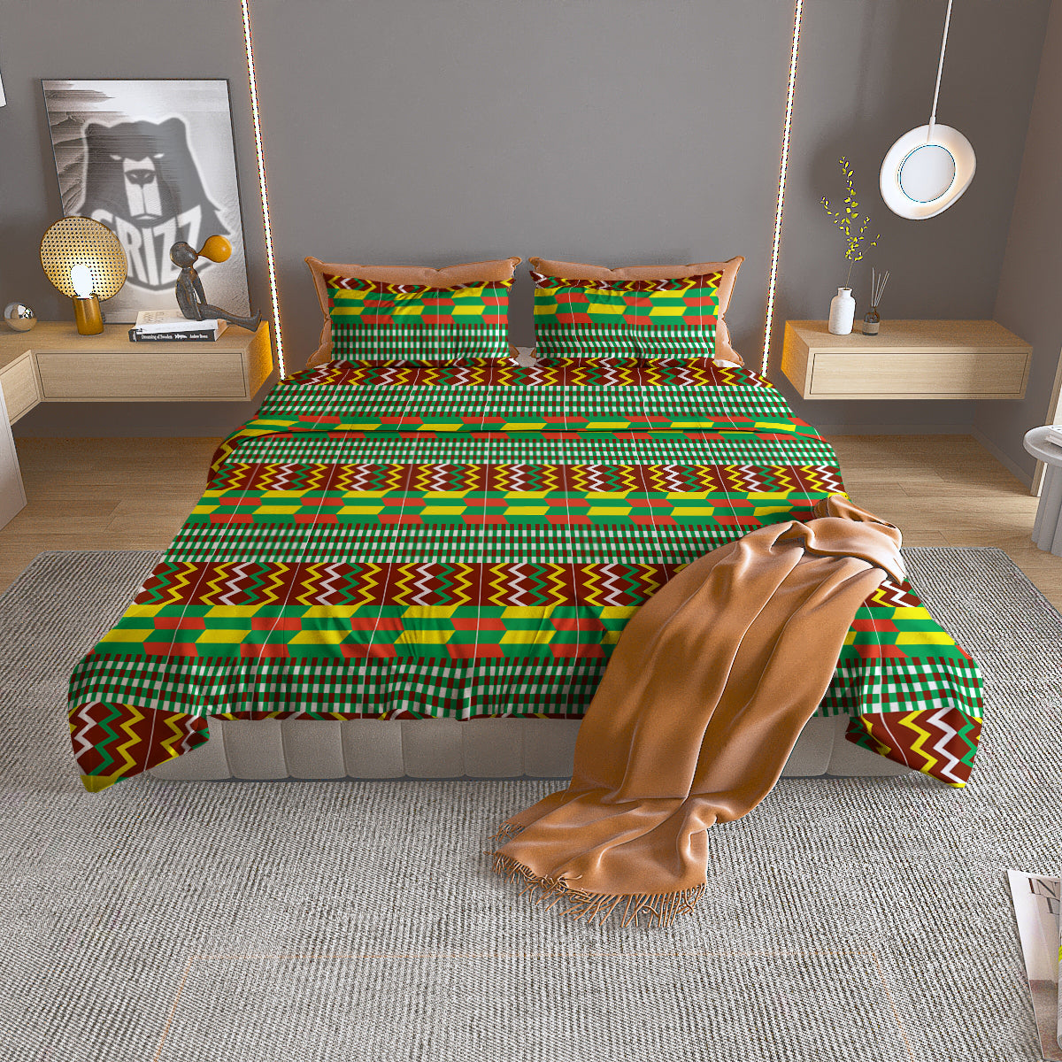 Kente Tribal West African Print Pattern Duvet Cover Bedding Set