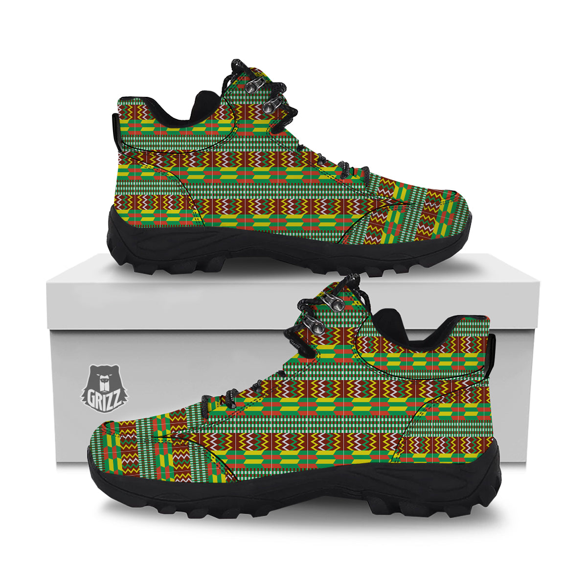 Kente Tribal West African Print Pattern Hiking Shoes-grizzshop