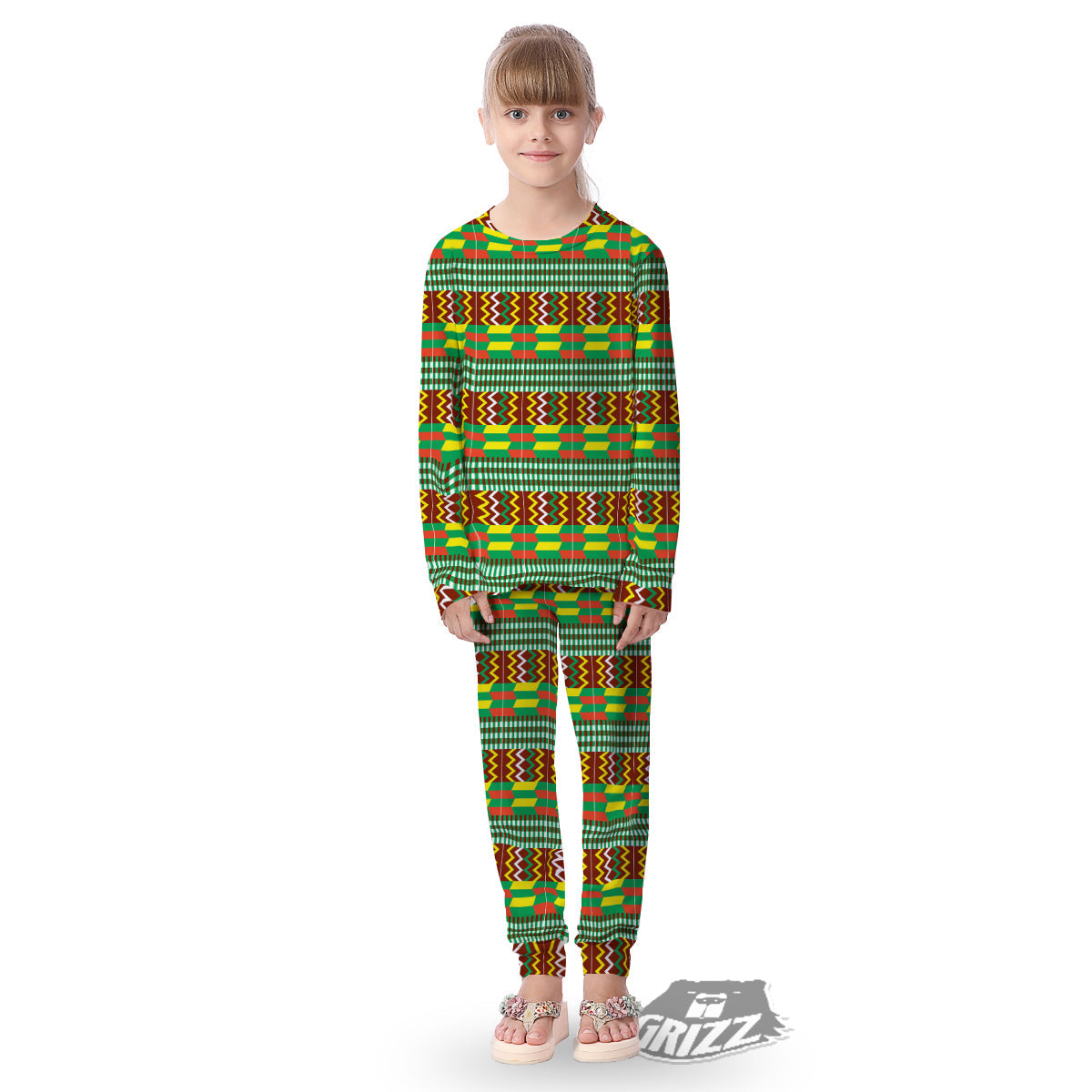 Kente Tribal West African Print Pattern Kid's Pajamas-grizzshop