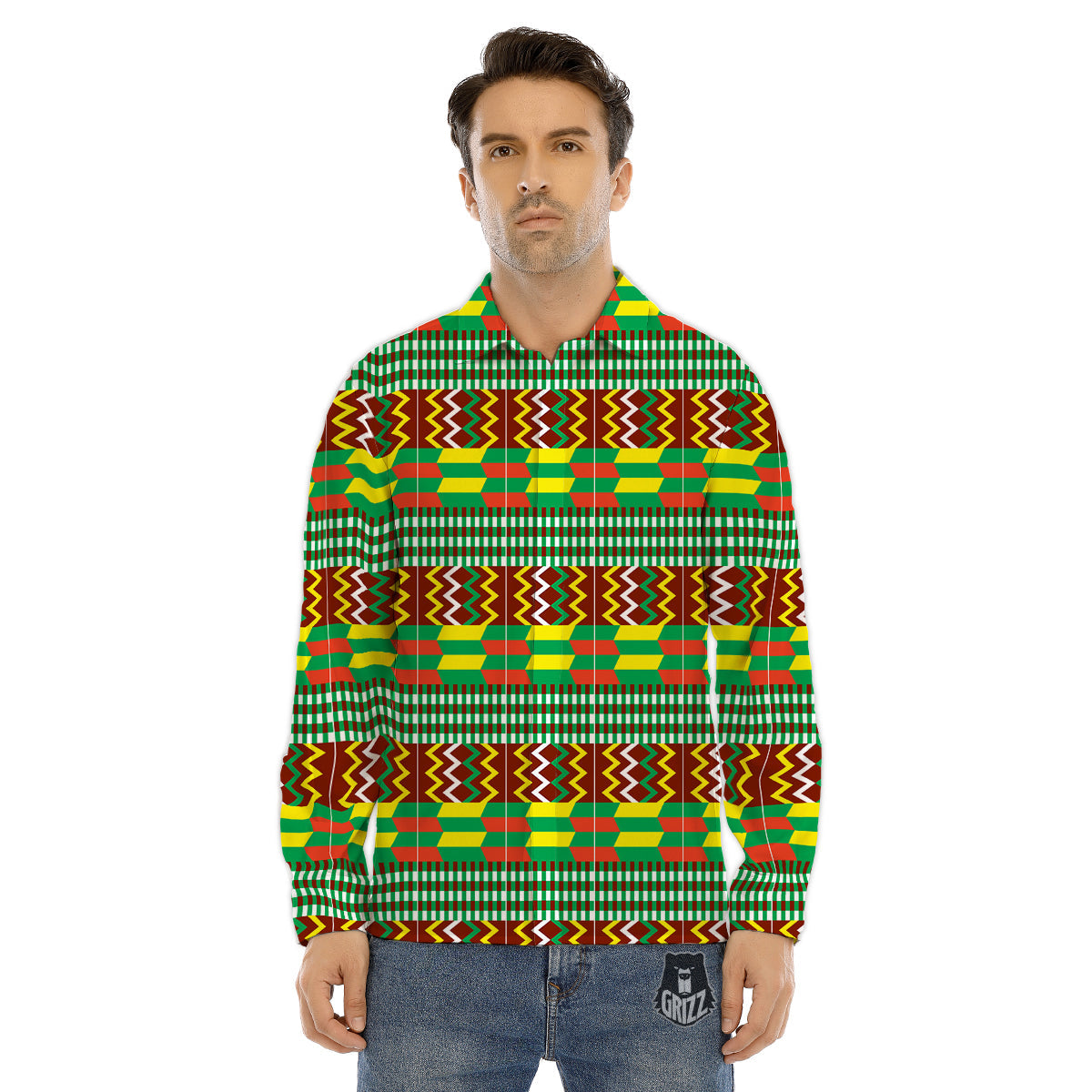 Kente Tribal West African Print Pattern Men's Dress Shirts-grizzshop