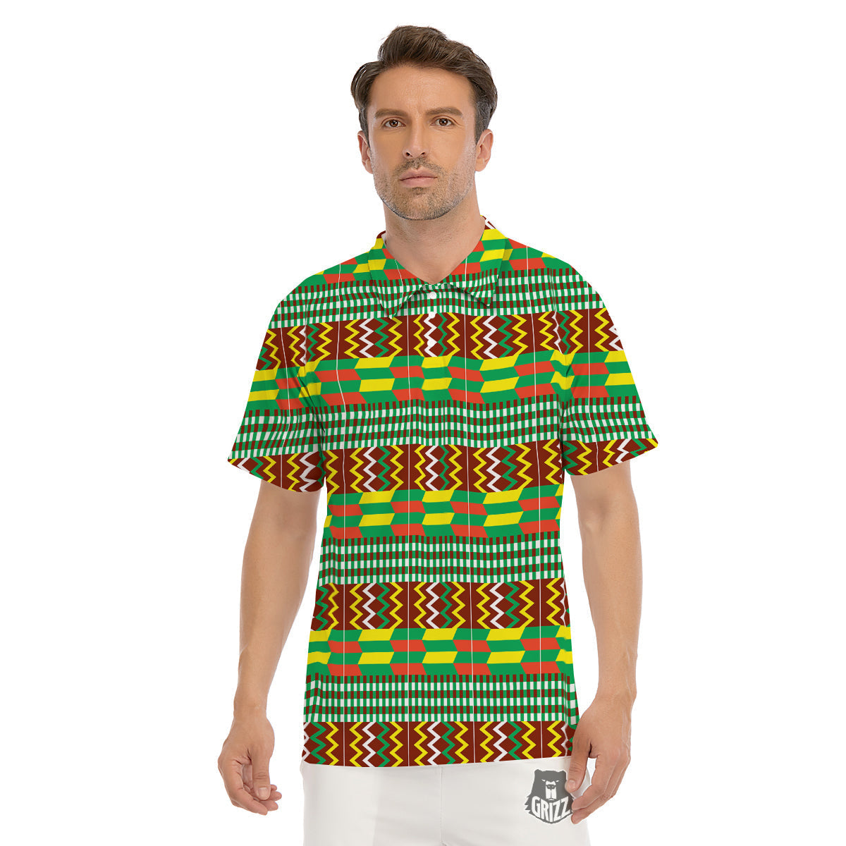 Kente Tribal West African Print Pattern Men's Golf Shirts-grizzshop