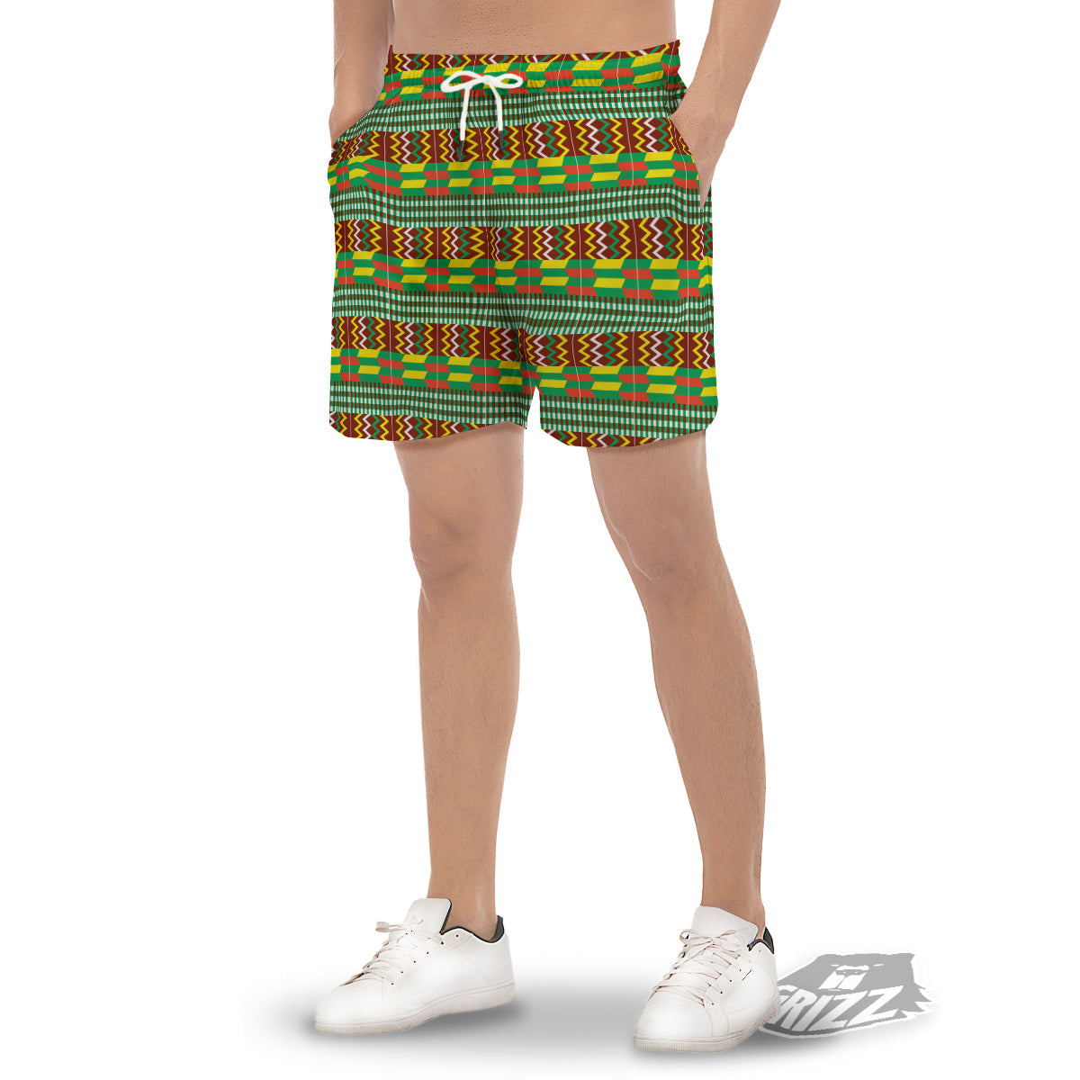 Kente Tribal West African Print Pattern Men's Gym Shorts-grizzshop