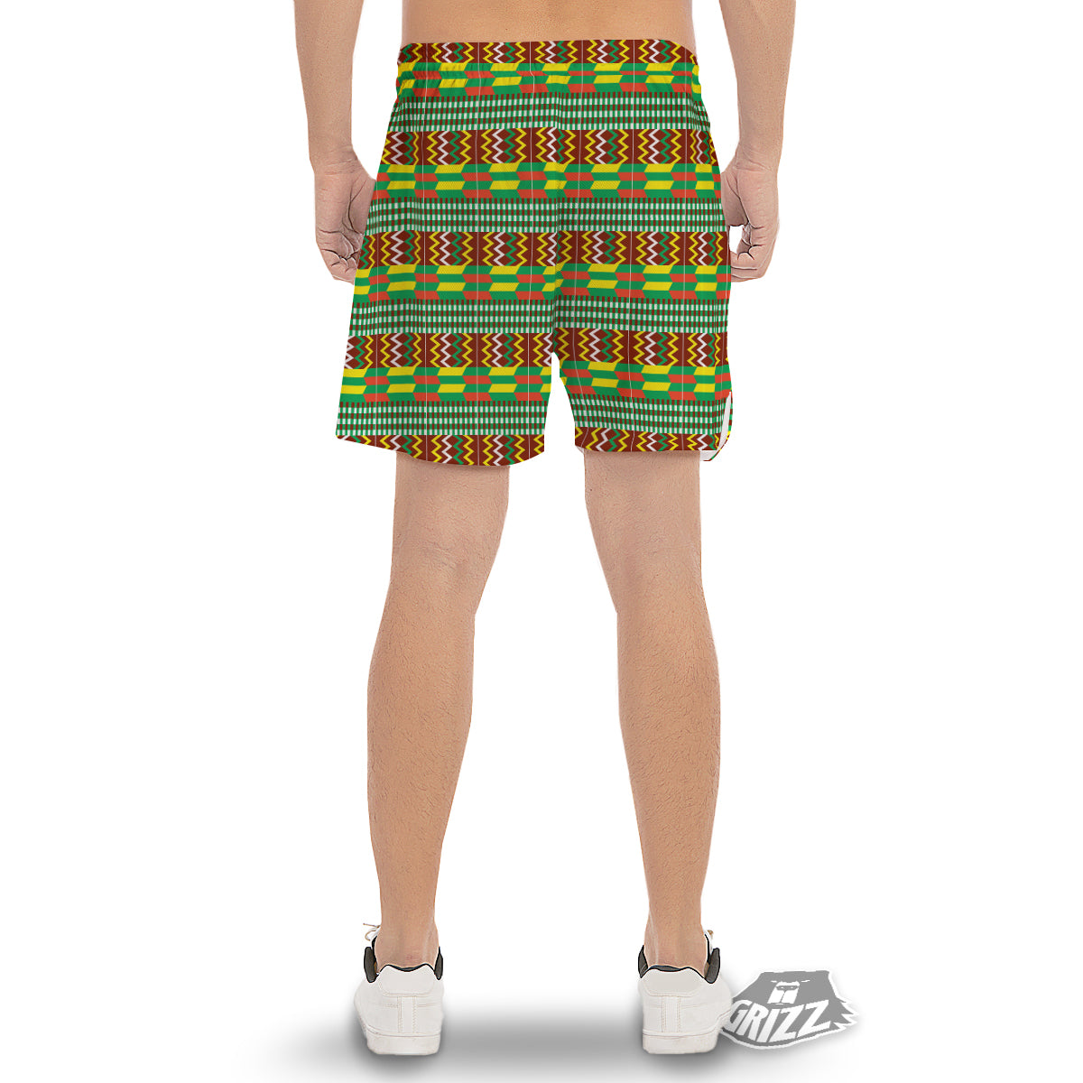 Kente Tribal West African Print Pattern Men's Gym Shorts-grizzshop