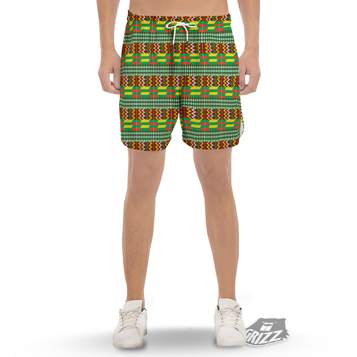 Kente Tribal West African Print Pattern Men's Gym Shorts-grizzshop