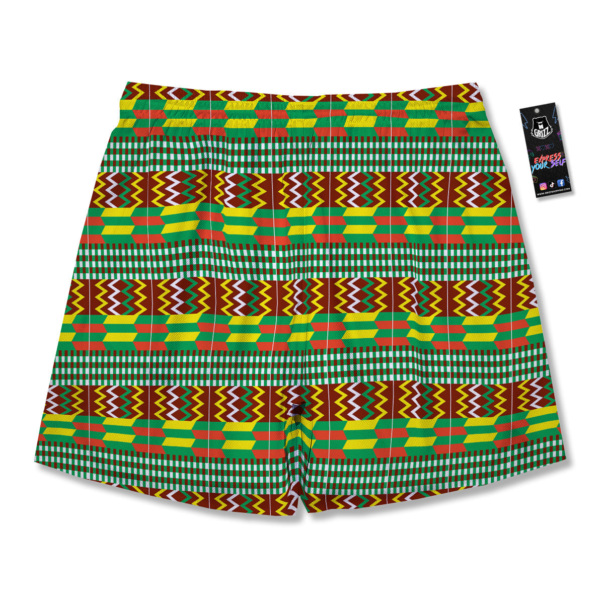 Kente Tribal West African Print Pattern Men's Running Shorts-grizzshop